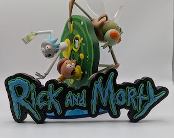 Glow in the Dark Rick and Morty Logo Sign Display
