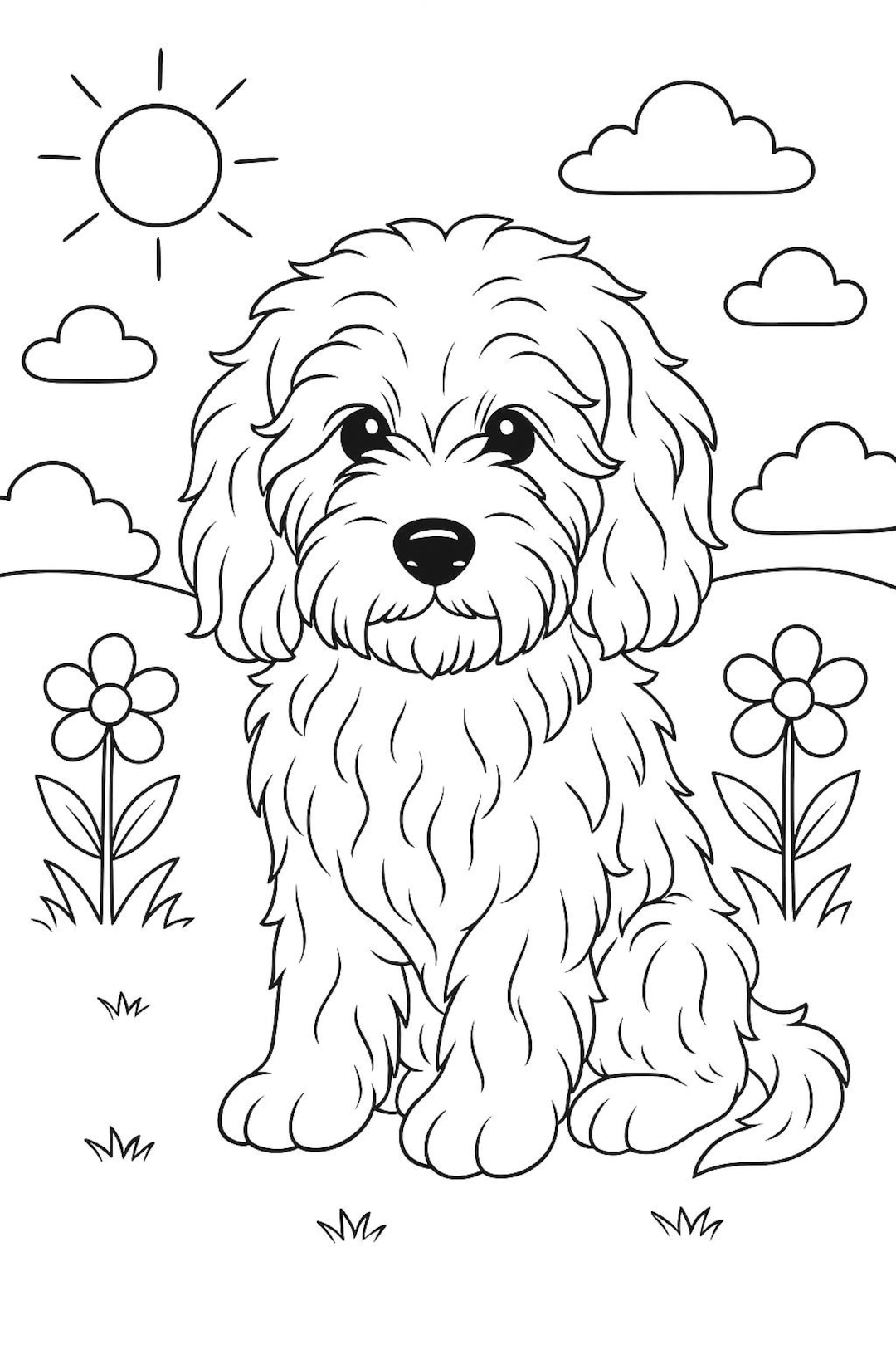 Cockapoo Colouring Page | Printable Dog Colouring Sheet for Adults ...