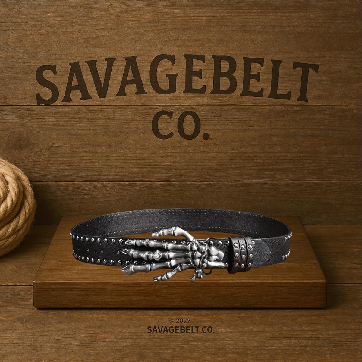 Skeleton Hand Vegan Leather Studded Belt – Y2K Gothic Punk 