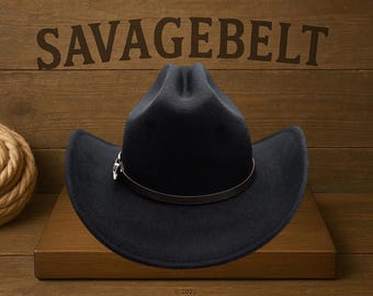 Black Cowboy Hat – Western Rodeo Wide Brim, Buckle Detail