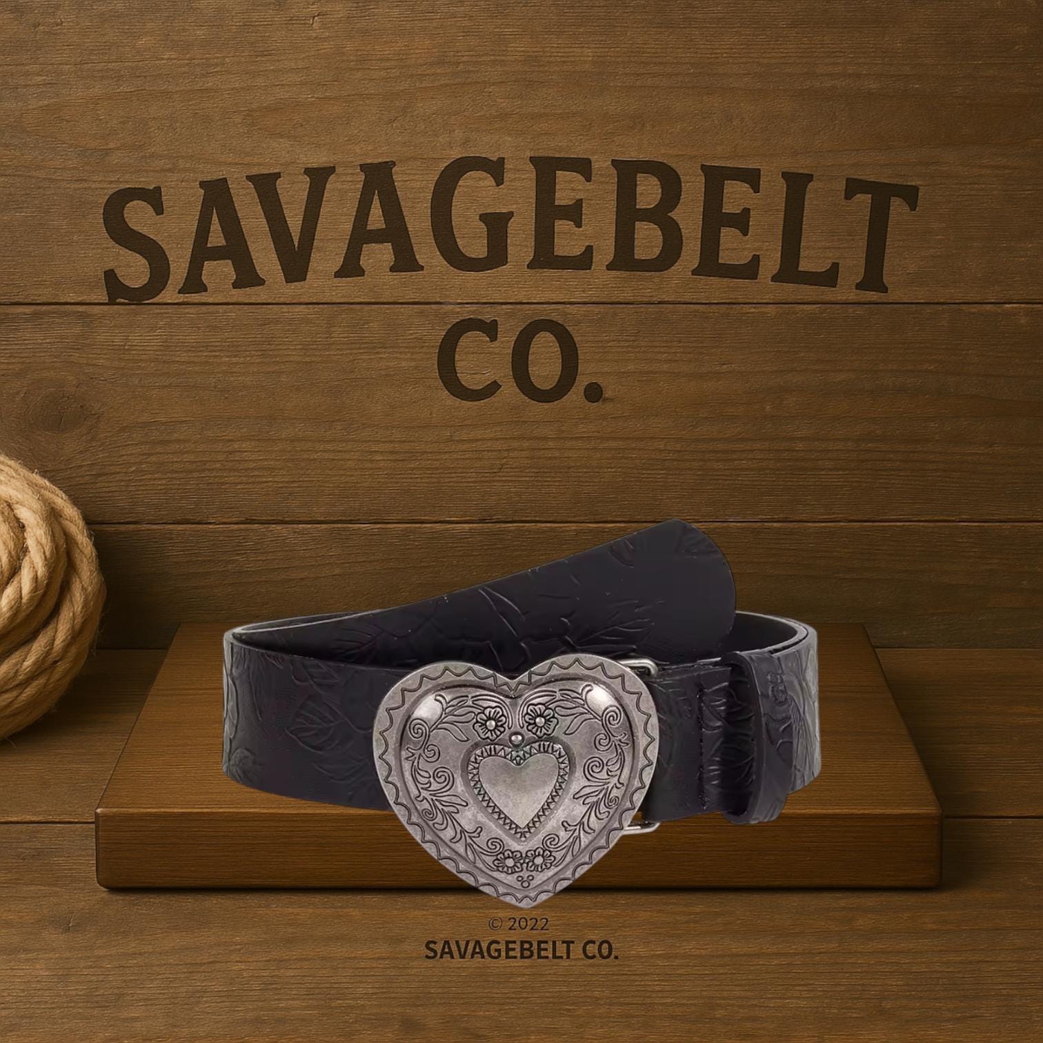 Vintage Western PU Leather Belt Heart Buckle Y2K Retro Punk Cowgirl Style Triple Heart Buckle Western Concho Belts For Women Boho  main image 4