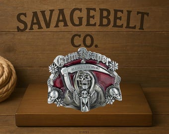 Grim Reaper Belt Buckle: Gothic Memento Mori Skull Accessory