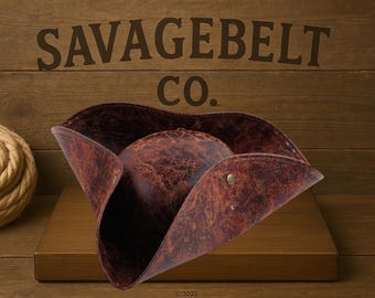 Faux Leather Pirate Tricorn Hat, Renaissance Steampunk Cosplay