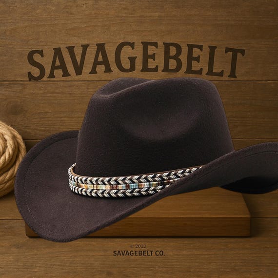 Felt Cowboy Hat With Braided Band – Western Rodeo Style - Etsy display picture 2