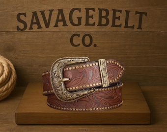 Western-cowgir-pu-leather-belts Vintage-engraved-floral  display picture 2