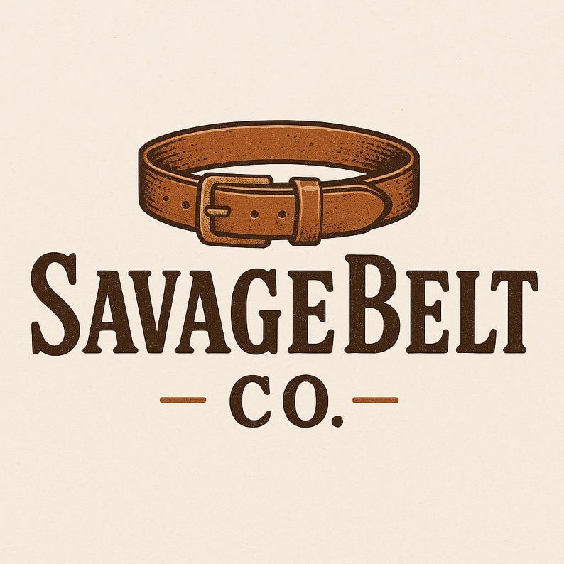 May include: A brown leather belt with a metal buckle. The text "SAVAGE BELT CO." is below the belt.