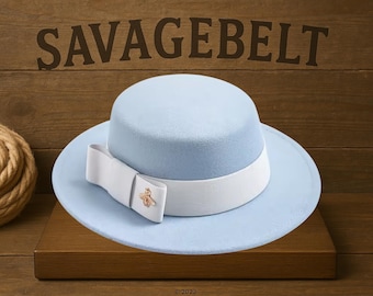 Wide Brim Felt Fedora, Vintage Bow Church Hat, Women's Fashion