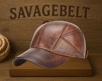 Genuine Leather Baseball Cap, Vintage Style Dad Hat