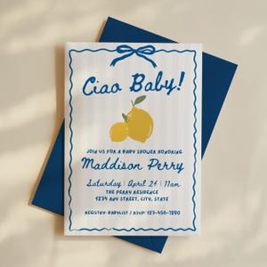 Ciao Baby Shower Invite, Ciao Bambino/Bambina, Italian Baby Shower Invitation, Baby Brunch, Canva Template, Italy Theme Instant Download