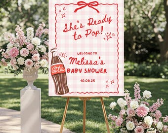 She's Ready to Pop Baby Shower Welcome Sign, Soda Pop Baby Shower Theme Welcome, Cola Baby Shower, Editable Canva Template, Instant Download