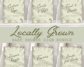 Locally Grown Baby Shower Table Signs Bundle, Farmer's Market Theme Baby Shower Printable Decor, Editable Canva Template, Digital Download