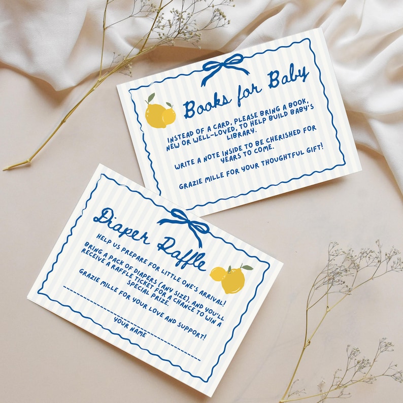 ciao baby shower italian theme diaper raffle and books for baby card set