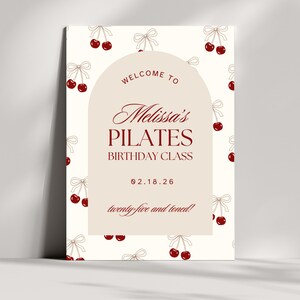 Trendy Aesthetic Pilates Birthday Class Welcome Poster