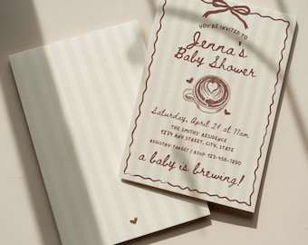 Coffee Themed Baby Shower Invite, A Baby is Brewing Invitation, Baby Brunch, Bebe Cafe, Coffee Bean Baby Theme, Gender Neutral Baby Shower