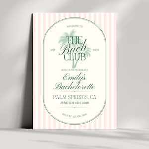 the bach club palm tree theme invitation
