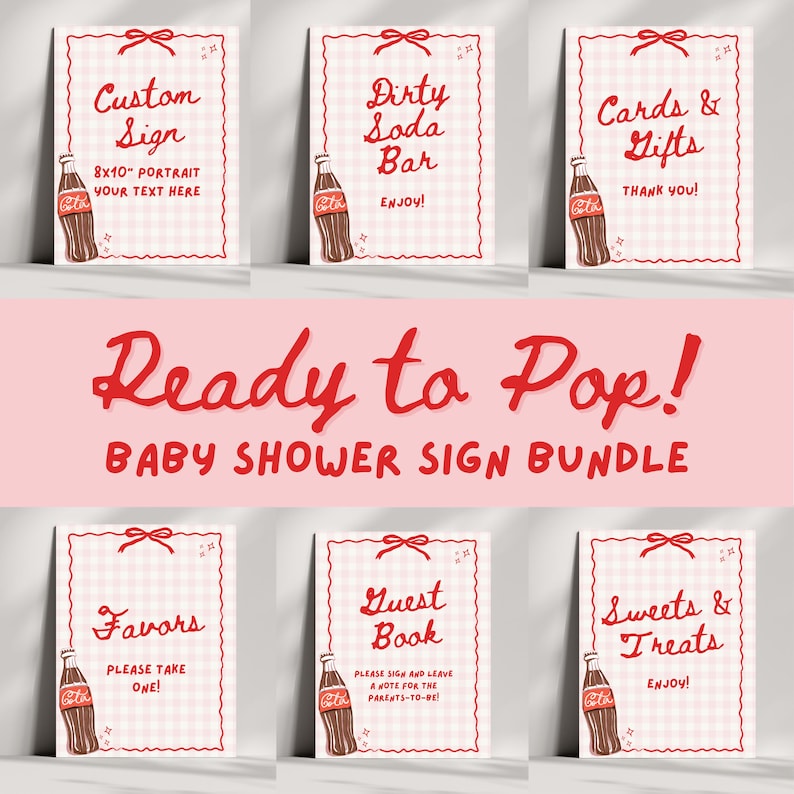 She's Ready to Pop Baby Shower Sign Bundle Printable Template
