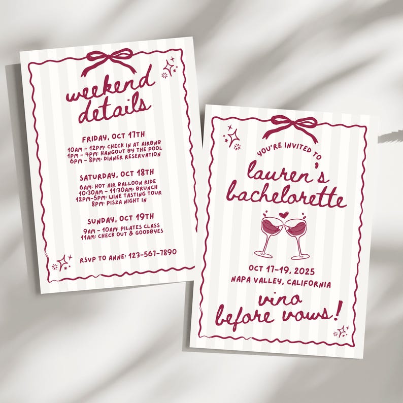 Vino Before Vows Bachelorette Party Invite