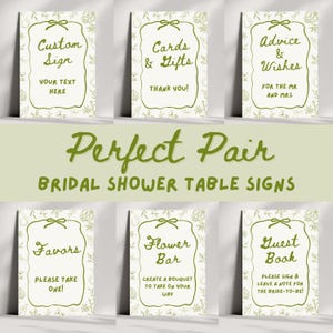 The Perfect Pair Bridal Shower Table Sign Bundle