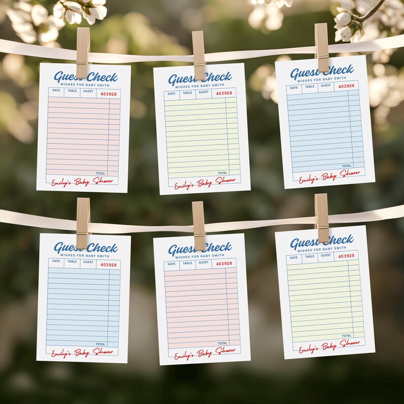 Guest Check Baby Shower Wishes Cards, Retro Wishes for Baby, Vintage ...