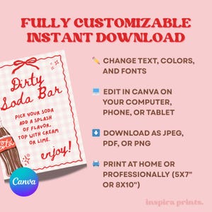 Dirty Soda Table Sign Instant Download Canva Template