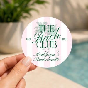 Bach Club Bachelorette Circle Label Stickers Template (Digital Download)