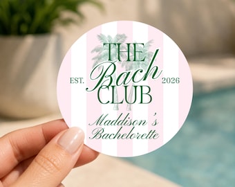 Bach Club Bachelorette Circle Label Stickers Template (Digital Download)