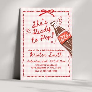 She's Ready to Pop Baby Shower Invite, Soda Pop Baby Shower Theme Invitation, Cola Baby Shower, Editable Canva Template, Instant Download