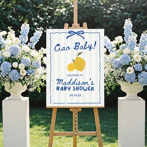 Ciao Baby Shower Welcome Sign, Ciao Bambino/Bambina, Tema Baby Shower Italiano, Baby Brunch, Modello Canva, Download immediato del tema Italia