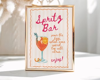 Aperol Spritz Bar Sign, Love at First Spritz Theme, Editable Canva Template, Instant Download