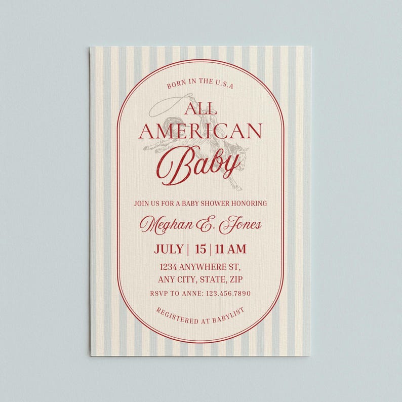 Vintage Fourth of July Baby Shower Theme Invite