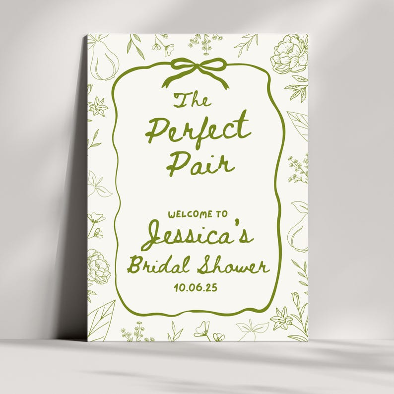 The Perfect Pair Bridal Shower Welcome Sign Editable Template