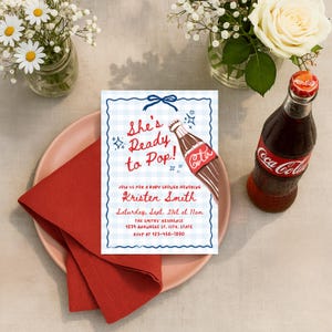 Blue She's Ready to Pop Baby Shower Invitation