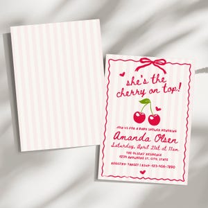 she is the cherry on top baby shower invite editable template