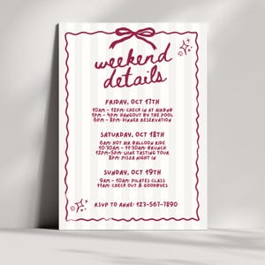 Vino Before Vows Bachelorette Party Invite and Weekend Itinerary