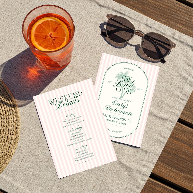 bach club invitation and itinerary editable template