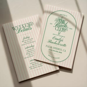 The Bach Club Bachelorette Invitation and Weekend Itinerary, Italian Summer Beach Theme Invite, Editable Canva Template, Digital Download