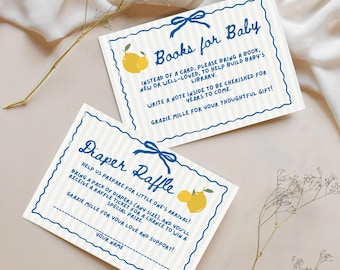 Ciao Baby Shower Books for Baby and Diaper Raffle Cards, Ciao Bambino/Bambina, Italian Baby Shower Theme, Editable Canva Template