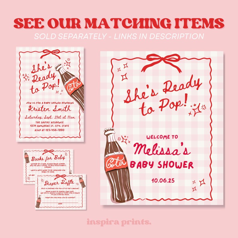 She's Ready to Pop Theme Girl Baby Shower Bundle