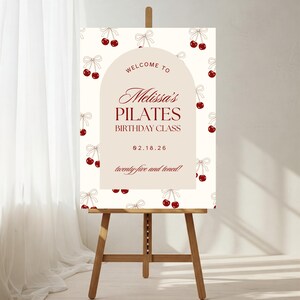 Coquette Pilates Birthday Party Class Welcome Sign