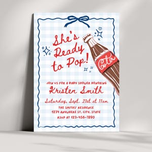 She's Ready to Pop Baby Boy Shower Invite, Blue Soda Pop Baby Shower Theme Invitation, Soda Boy Baby Shower, Editable Canva Template