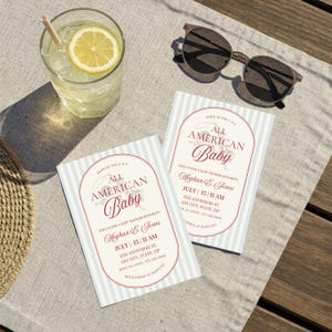 Patriotic Baby Shower Gender Neutral Baby Shower Theme Editable Invite Template