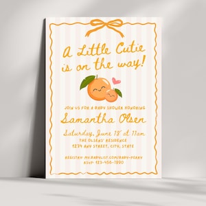 Clementine Baby Shower Invitation Template: A Little Cutie Theme (Digital Download