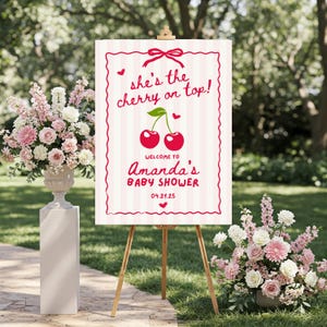 she is the cherry on top baby shower welcome sign template