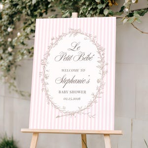 Le Petit Bebe Baby Shower Welcome Sign, Vintage French Patisserie Theme, Parisian Cafe, Girl Baby Shower Decor, Digital Download