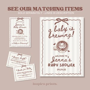 a baby is brewing gender neutral baby shower theme invite bundle