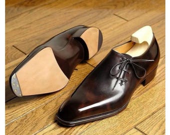 Buy Bespoke Handmade Genuine Chocolate Brown Leather Oxford Side Lace up Dress Party Shoes