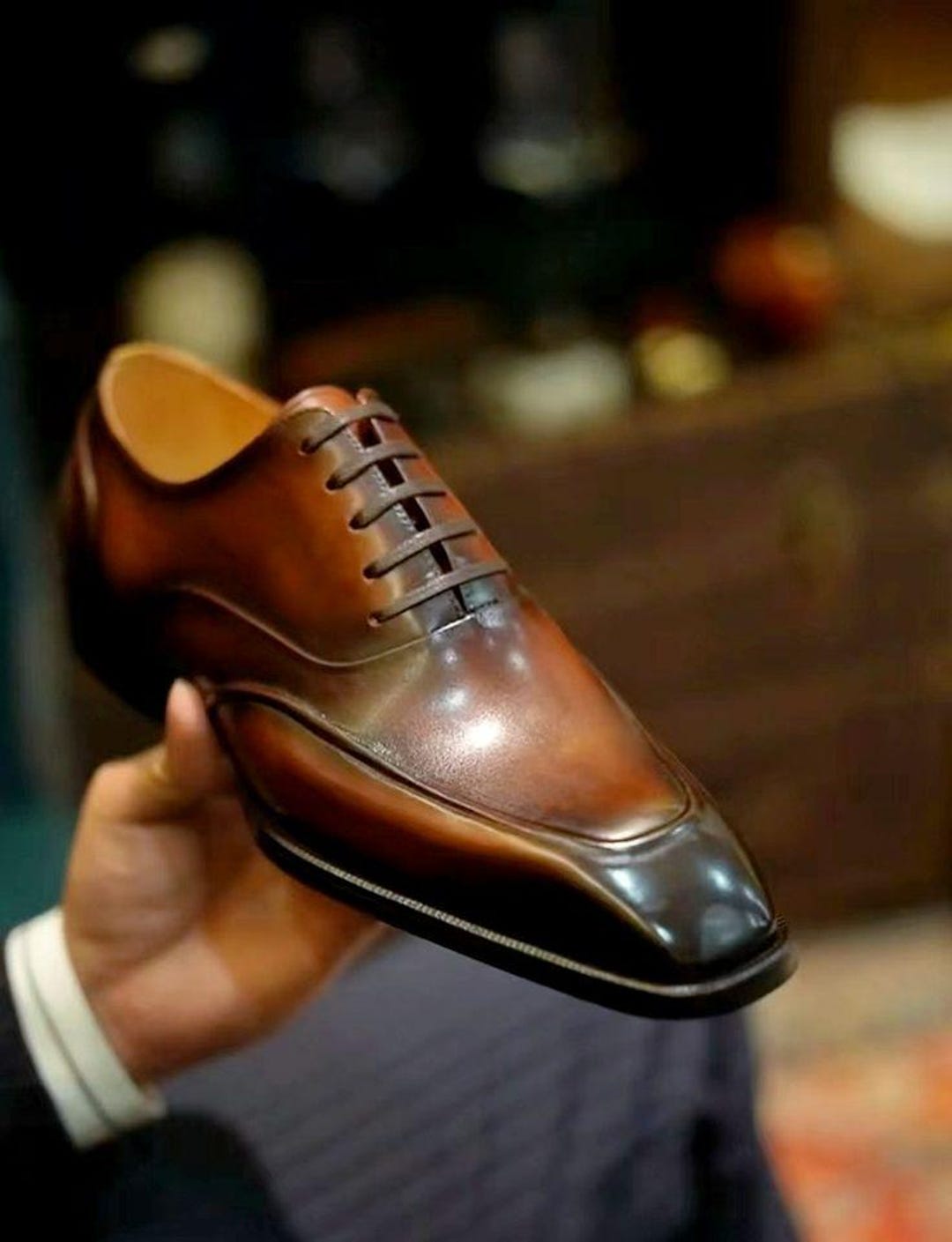 New Bespoke Handmade Genuine Chocolate Brown Leather Oxford  display picture 3