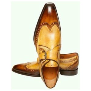 Maßgefertigte Handgefertigte Zweifarbige Leder Einzel Monk Strap Kleid Schuhe
