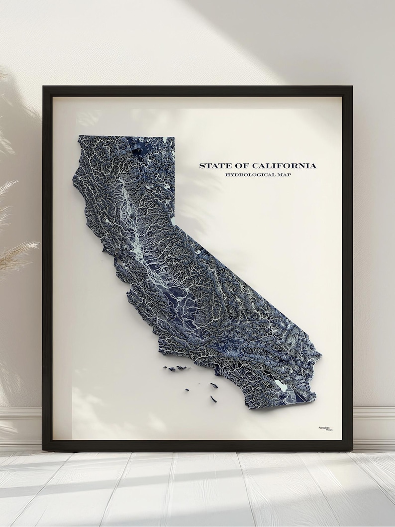 California Hydrological Map | Rivers, Streams, and Lakes - Etsy