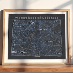 Carte du Colorado des rivières, des lacs et des bassins versants